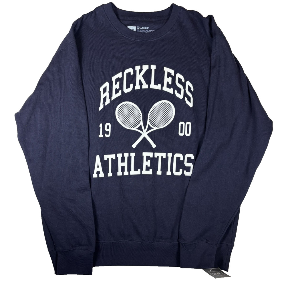 YOUNG & RECKLESS MEN'S RECKLESS ATHLETICS CREWNECK DARK NAVY SIZE XL NWT